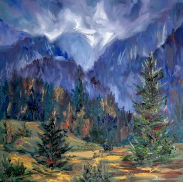 Peinture intitulée "Fog in the Mountains" par Liza Illichmann, Œuvre d'art originale, Huile Monté sur Châssis en bois
