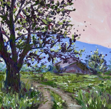 Painting titled "Countryside Coalesc…" by Liza Illichmann, Original Artwork, Oil Mounted on Cardboard