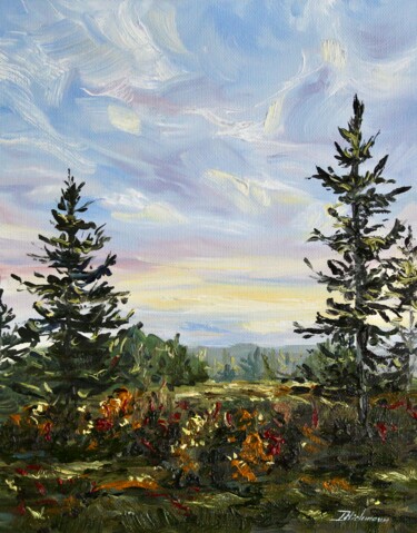 Painting titled "Late Summer" by Liza Illichmann, Original Artwork, Oil Mounted on Cardboard