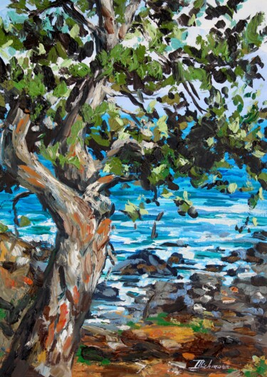 Schilderij getiteld "Pine Tree" door Liza Illichmann, Origineel Kunstwerk, Olie