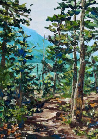 Painting titled "Through the Woods" by Liza Illichmann, Original Artwork, Oil