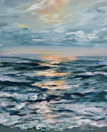 Pintura titulada "Baltic Sea" por Liza Illichmann, Obra de arte original, Oleo Montado en Cartulina