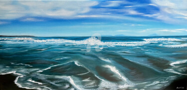 Pintura titulada "Ionian Sea Greece" por Liza Khaldzhidis, Obra de arte original, Oleo Montado en Bastidor de camilla de mad…