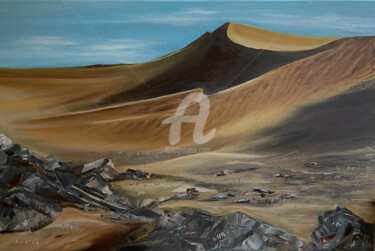 Painting titled "Sahara desert, oran…" by Liza Khaldzhidis, Original Artwork, Oil Mounted on Wood Stretcher frame