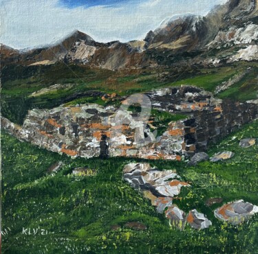 Pintura titulada "village of North Os…" por Liza Khaldzhidis, Obra de arte original, Acrílico Montado en Cartulina