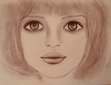 Drawing titled "The Doll, portrait" by Liza Peninon, Original Artwork, Pencil