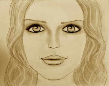 Рисунок под названием "Who's She ? Portrait" - Liza Peninon, Подлинное произведение искусства, Карандаш