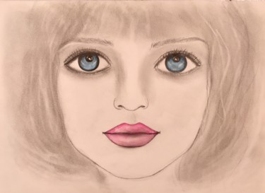 Рисунок под названием "The Doll 2, portrait" - Liza Peninon, Подлинное произведение искусства, Карандаш