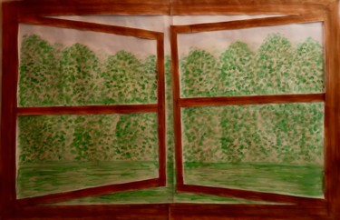 Painting titled "Through a window" by Liza Peninon, Original Artwork, Watercolor