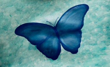 「Blue Butterfly」というタイトルの絵画 Liza Peninonによって, オリジナルのアートワーク, アクリル