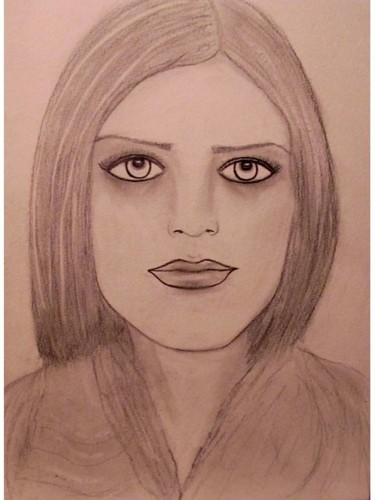 Dessin intitulée "La discrète, portra…" par Liza Peninon, Œuvre d'art originale, Crayon