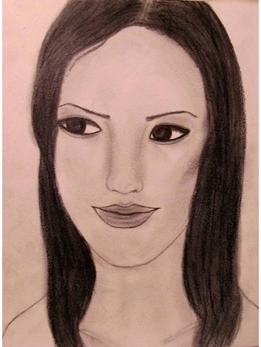 Drawing titled "Smile, portrait" by Liza Peninon, Original Artwork, Pencil