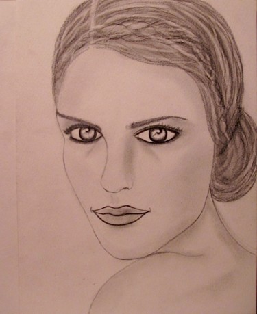 Dessin intitulée "Edwige, portrait" par Liza Peninon, Œuvre d'art originale, Crayon