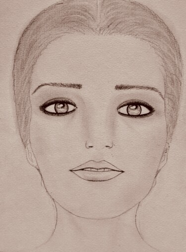 Drawing titled "Mélancolie, portrait" by Liza Peninon, Original Artwork, Pencil