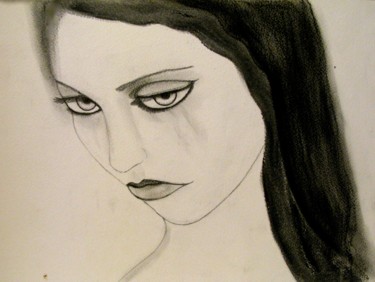 Dessin intitulée "Lolita, portrait" par Liza Peninon, Œuvre d'art originale, Fusain