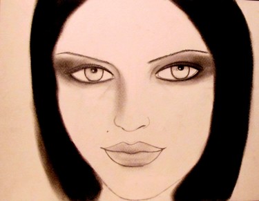 Dessin intitulée "The look, portrait" par Liza Peninon, Œuvre d'art originale, Fusain