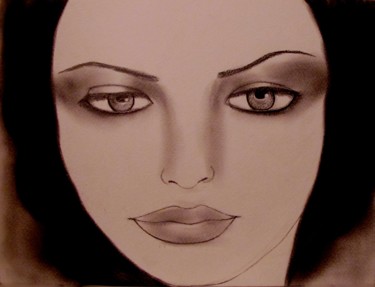 Drawing titled "In her thoughts, po…" by Liza Peninon, Original Artwork, Charcoal