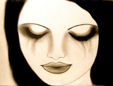 Drawing titled "Sorrow, portrait (…" by Liza Peninon, Original Artwork, Charcoal