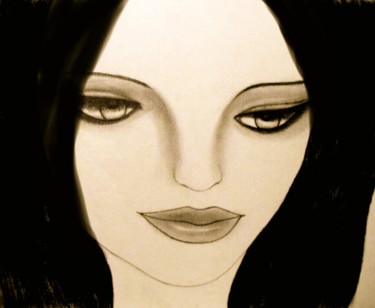 Drawing titled "Silverangel, portra…" by Liza Peninon, Original Artwork, Charcoal