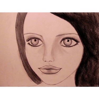 Drawing titled "Baby-Doll, portrait…" by Liza Peninon, Original Artwork, Charcoal
