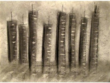 图画 标题为“Downtown, abstract…” 由Liza Peninon, 原创艺术品, 木炭