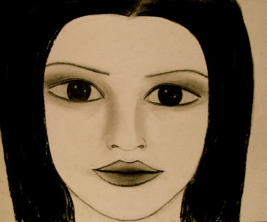 Рисунок под названием "Japanese Doll, port…" - Liza Peninon, Подлинное произведение искусства, Древесный уголь
