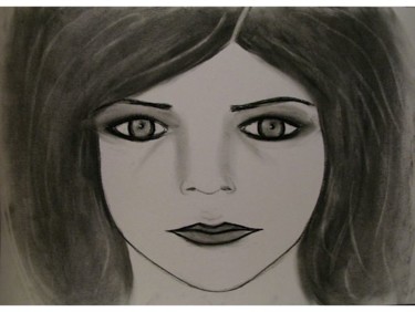 Drawing titled "No cry, portrait (…" by Liza Peninon, Original Artwork, Charcoal