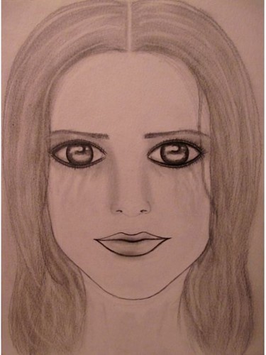 Drawing titled "Silent tears, portr…" by Liza Peninon, Original Artwork, Pencil