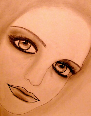 Рисунок под названием "Let me be your Ange…" - Liza Peninon, Подлинное произведение искусства, Карандаш