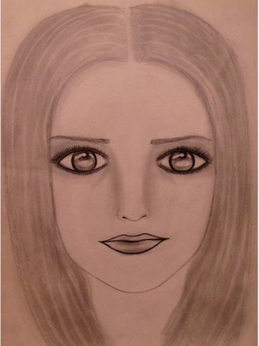 Dessin intitulée "The Doll, portrait" par Liza Peninon, Œuvre d'art originale, Crayon