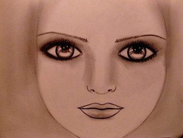 Drawing titled "The Look, portrait" by Liza Peninon, Original Artwork, Pencil