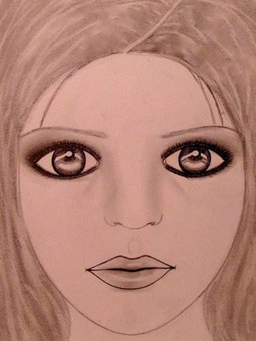 Drawing titled "Reflection, portrait" by Liza Peninon, Original Artwork, Pencil