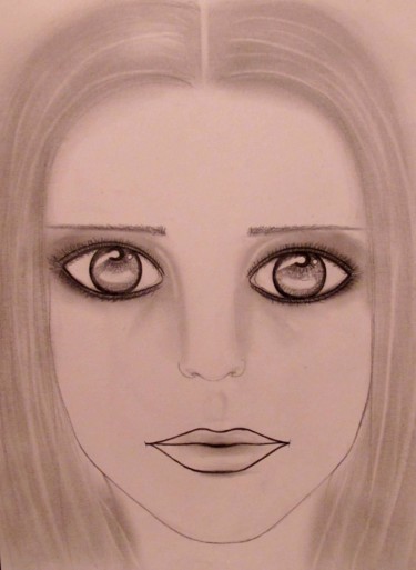 Рисунок под названием "The Sad Doll, portr…" - Liza Peninon, Подлинное произведение искусства, Карандаш