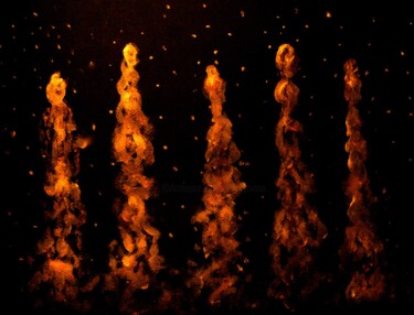 Pintura intitulada "Cosmic Fire, abstra…" por Liza Peninon, Obras de arte originais, Acrílico