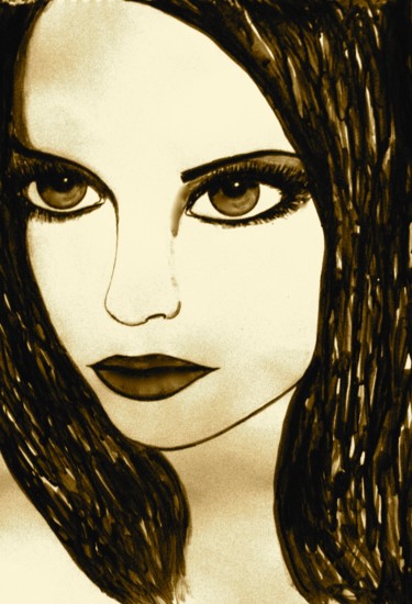 Картина под названием "Mysterious, ink por…" - Liza Peninon, Подлинное произведение искусства, Чернила