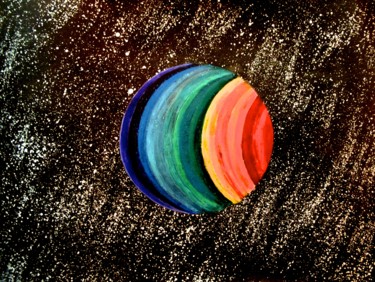 Картина под названием "The Rainbow Planet,…" - Liza Peninon, Подлинное произведение искусства, Акрил
