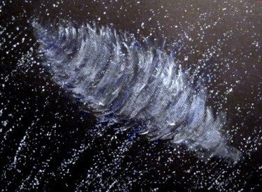 Painting titled "Silverblue Nebula,…" by Liza Peninon, Original Artwork, Acrylic