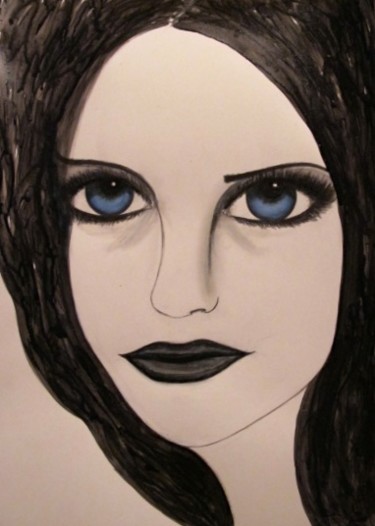 Painting titled "Behind Blue Eyes, p…" by Liza Peninon, Original Artwork, Ink