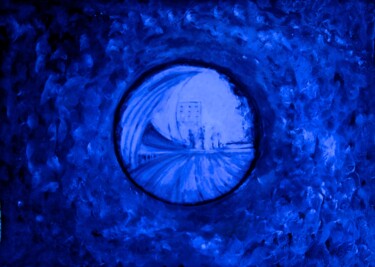 Malerei mit dem Titel "Cosmic Porthole, ab…" von Liza Peninon, Original-Kunstwerk, Acryl