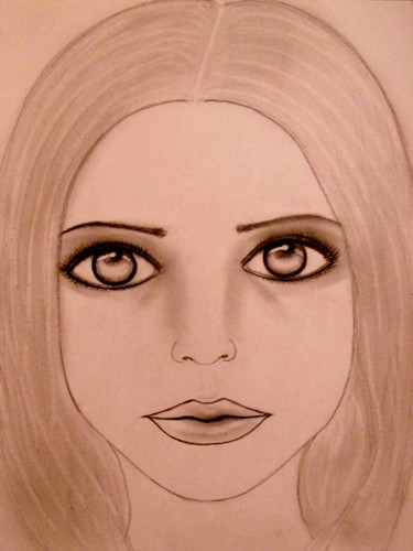 Drawing titled "Innocence, portrait" by Liza Peninon, Original Artwork, Pencil