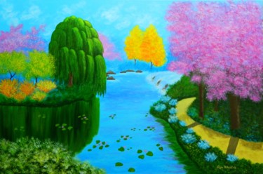The Promised Land - semi abstract spring landscape Painting titled "The Promised Land -…" by Liza Wheeler, Original Artwork, Acrylic