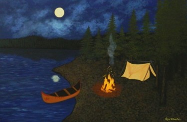 Path of The Spirits - nightscape camp painting Painting titled "Path of The Spirits…" by Liza Wheeler, Original Artwork, Acrylic
