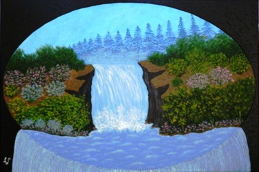 Painting titled "Paradise Waterfalls…" by Liza Wheeler, Original Artwork, Acrylic