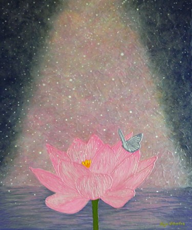 Lotus Power - abstract pink lotus flower Painting titled "Lotus Power - abstr…" by Liza Wheeler, Original Artwork, Acrylic