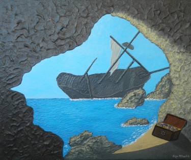 Painting titled "Forbidden Cove - se…" by Liza Wheeler, Original Artwork, Acrylic