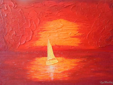 Nearly Home - seascape textured painting Painting titled "Nearly Home - seasc…" by Liza Wheeler, Original Art, Acrylic