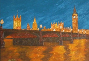 绘画 标题为“Big Ben at 10:30 PM…” 由Liza Wheeler, 原创艺术品, 丙烯