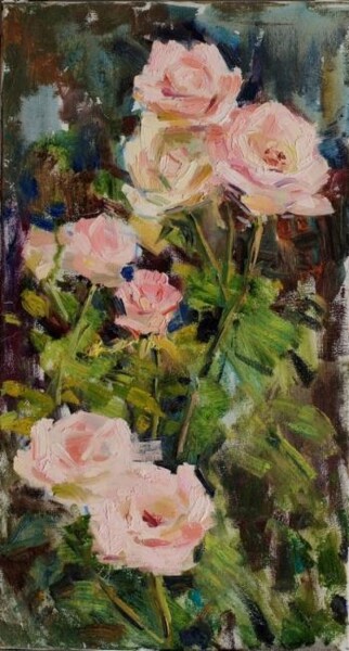 Картина под названием "Розы" - Liza Yashina, Подлинное произведение искусства, Масло