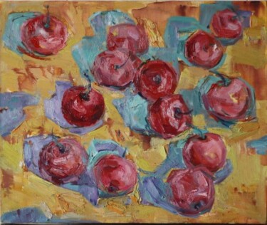 Картина под названием "Яблоки" - Liza Yashina, Подлинное произведение искусства, Масло