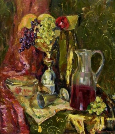 Картина под названием "Вино и виноград" - Liza Yashina, Подлинное произведение искусства, Другой
